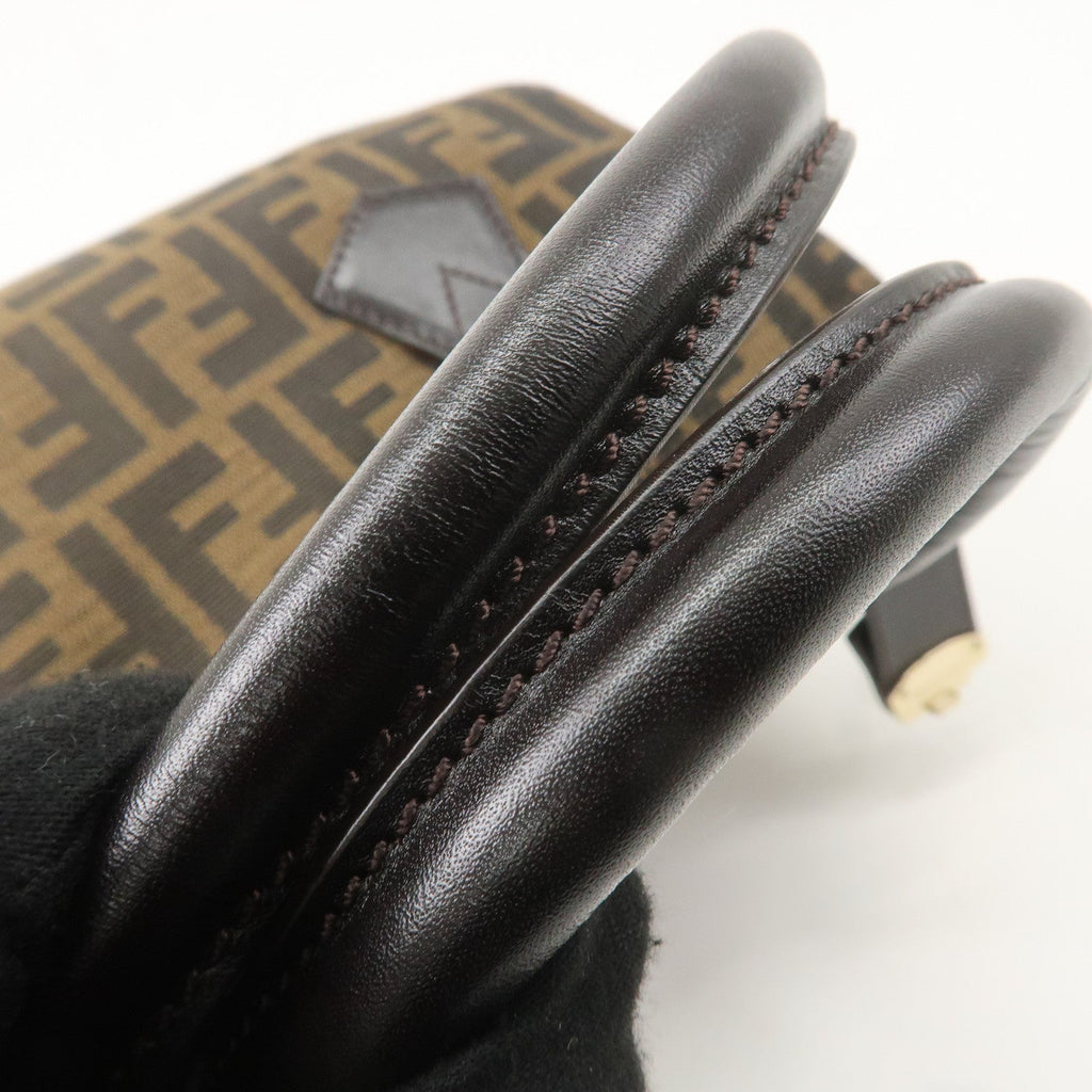FENDI Zucca Canvas Leather Mini Boston Bag Black Brown 8BL104