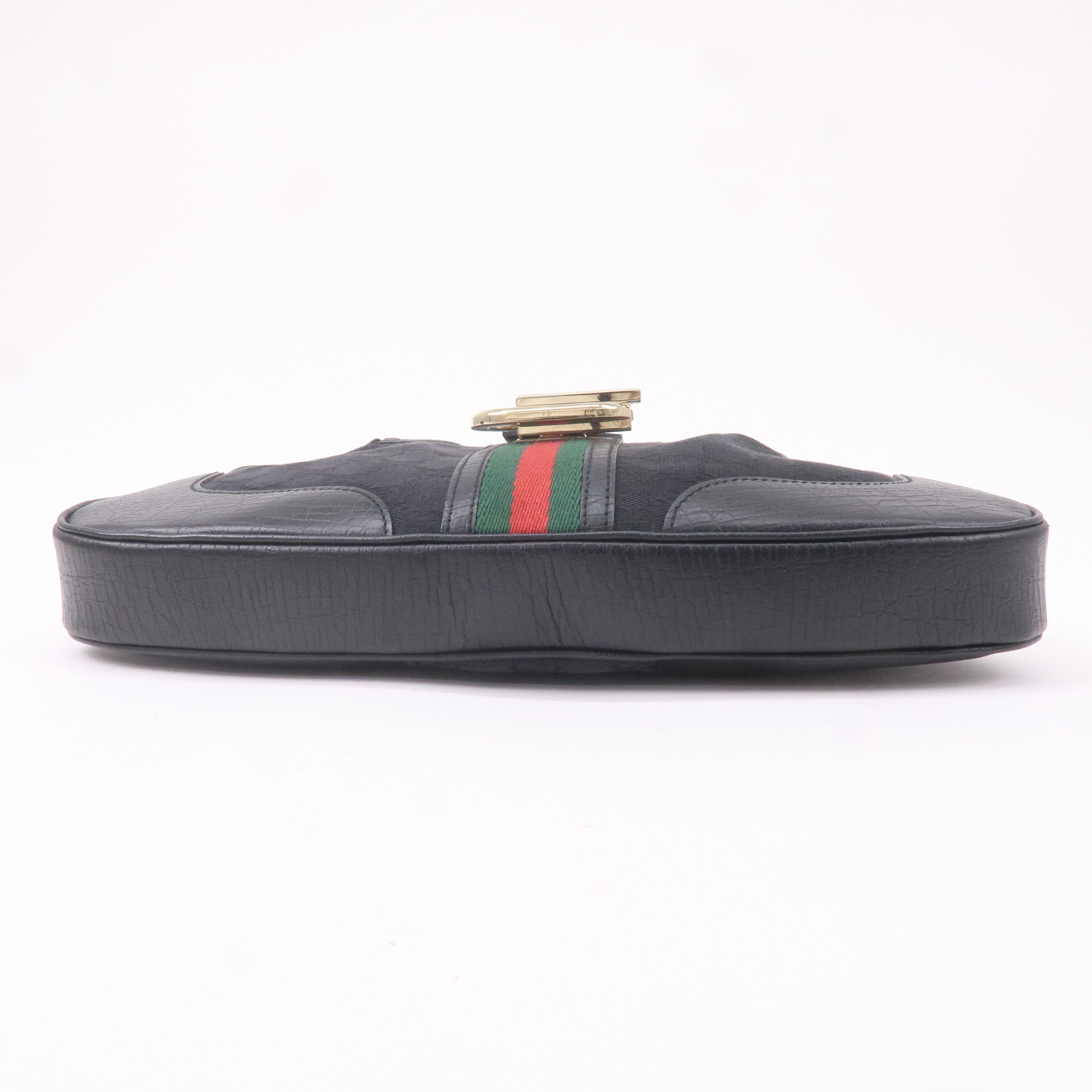 GUCCI Sherry GG Canvas Leather Shoulder Bag Black 130779