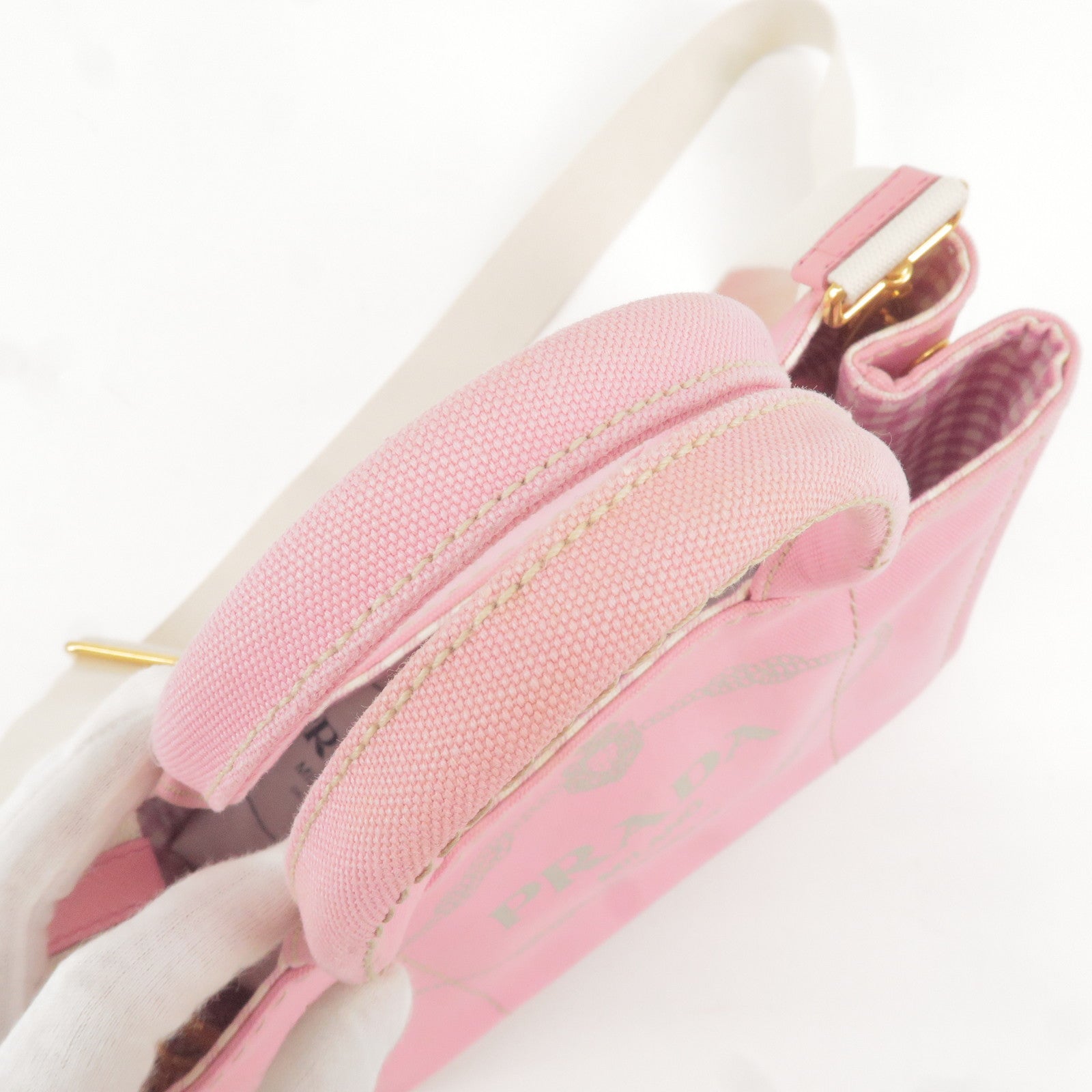 Prada Canapa Mini Canvas 2Way Bag Shoulder Bag Pink 1BG439