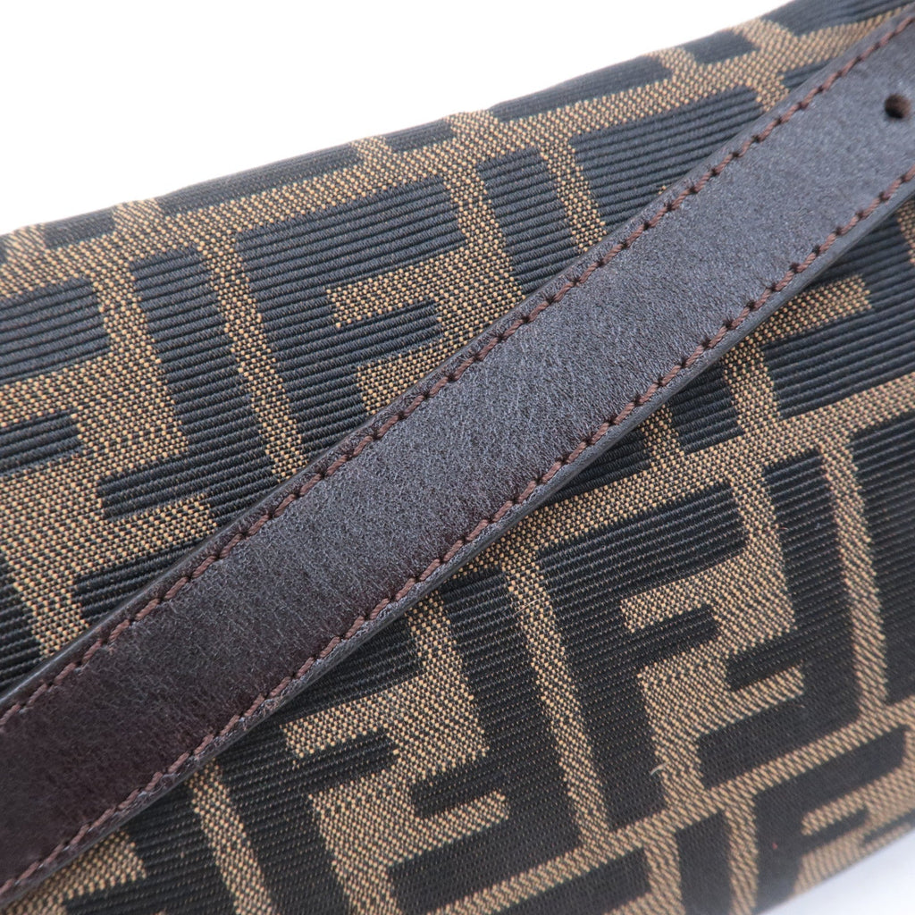 FENDI Mamma Baguette Zucca Canvas Leather Bag Brown 26424