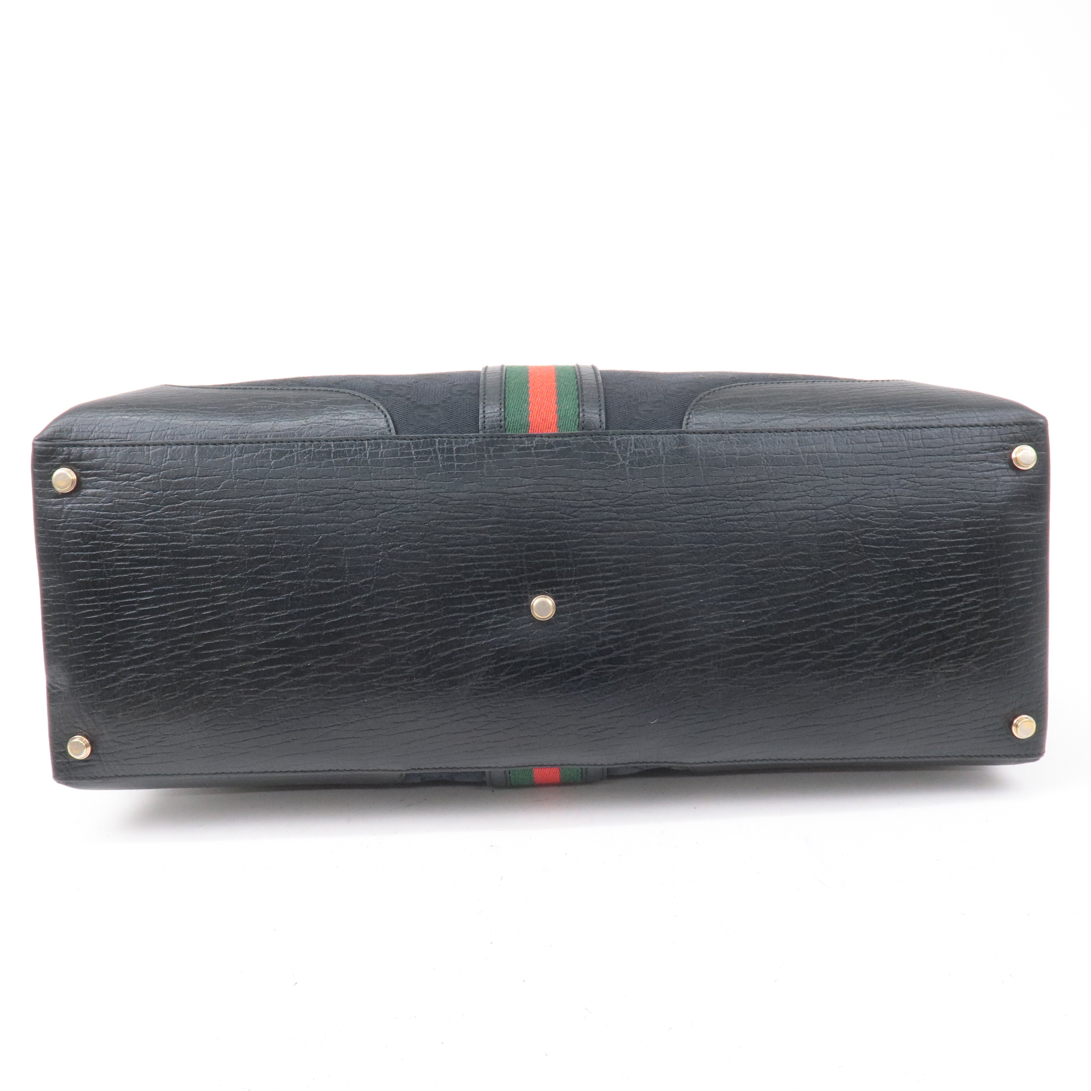 GUCCI Sherry GG Canvas Leather Tote Bag Black 130994