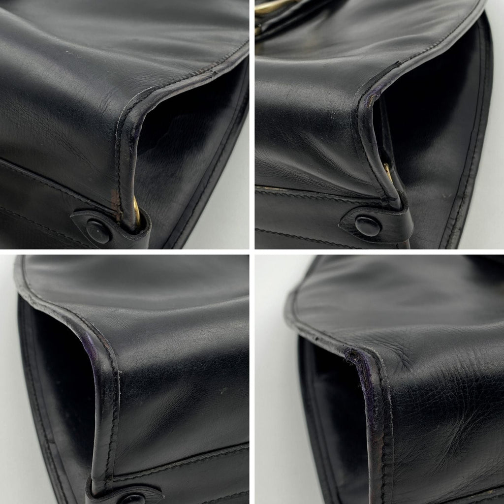 Gucci Vintage Black Leather Stirrup Hobo Bag Handbag