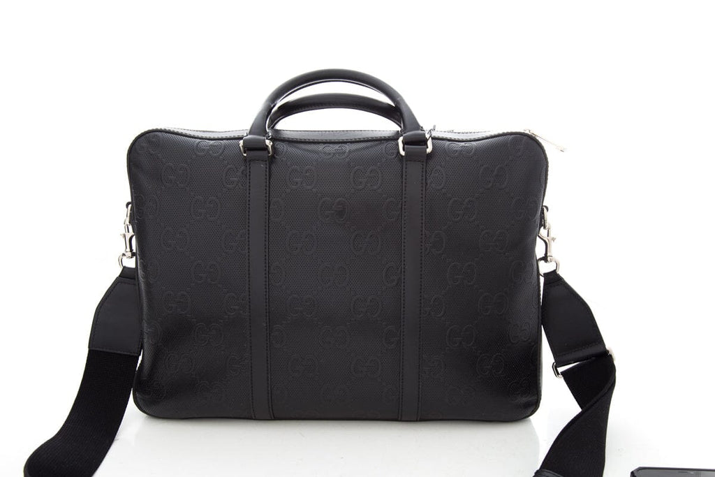 Gucci Black GG Embossed Convertible Duffle