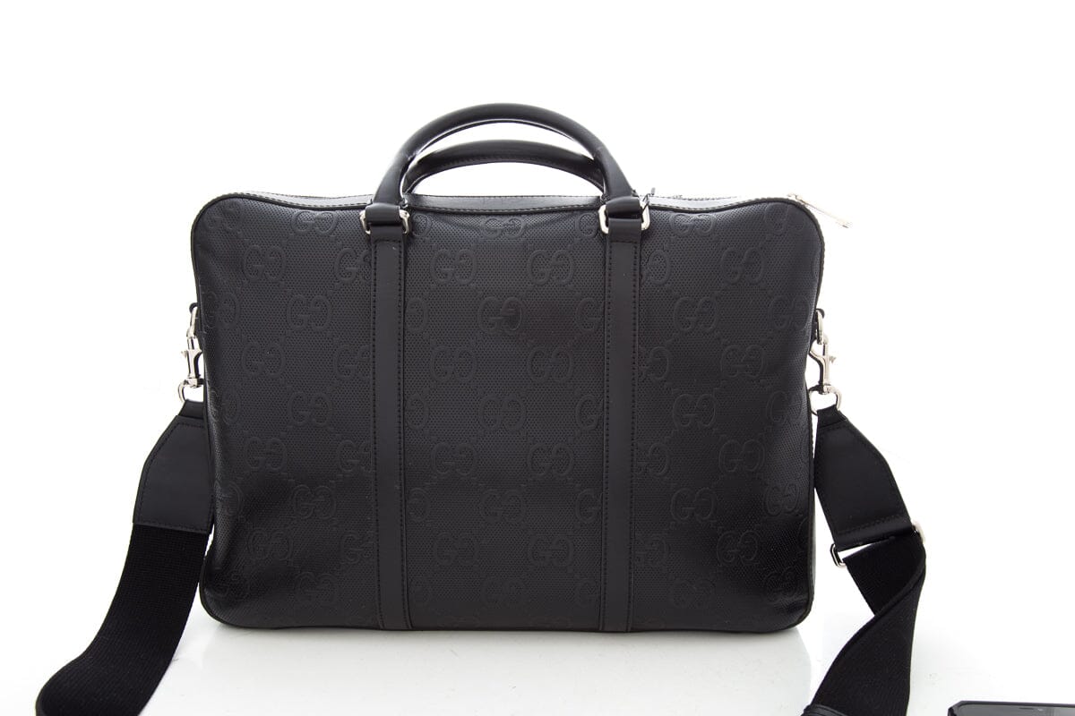 Gucci Black GG Embossed Convertible Duffle