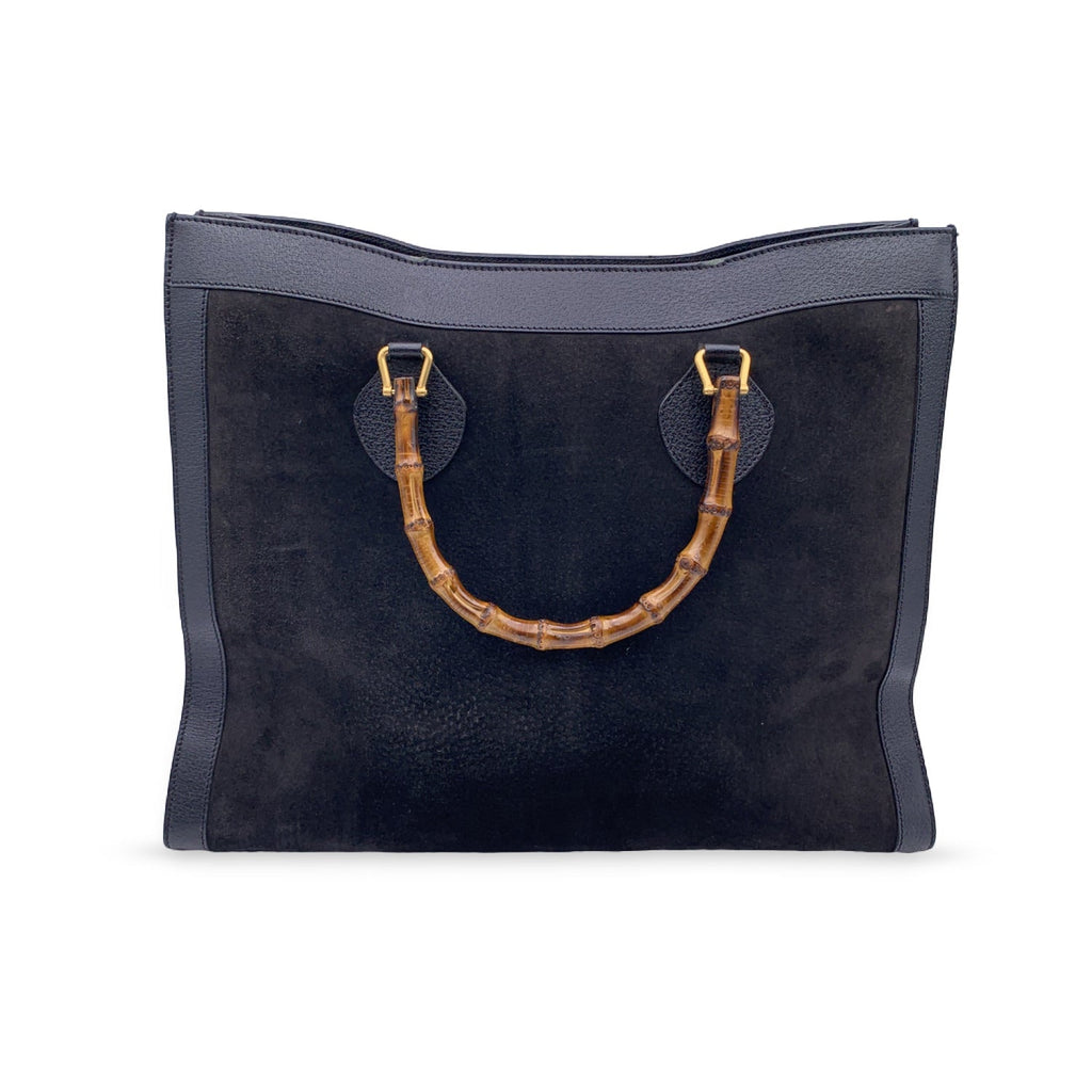 Gucci Vintage Black Suede Leather Princess Diana Maxi XL Tote Bag