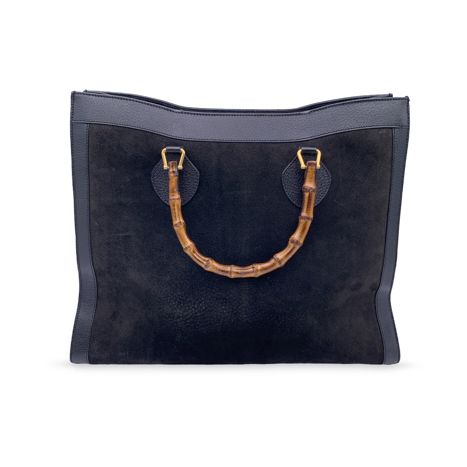 Gucci Vintage Black Suede Leather Princess Diana Maxi XL Tote Bag