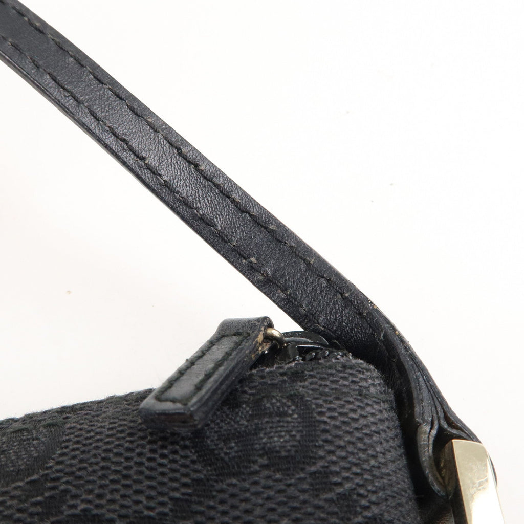 GUCCI Boat Bag GG Monogram Canvas Leather Pouch Black 039.1103