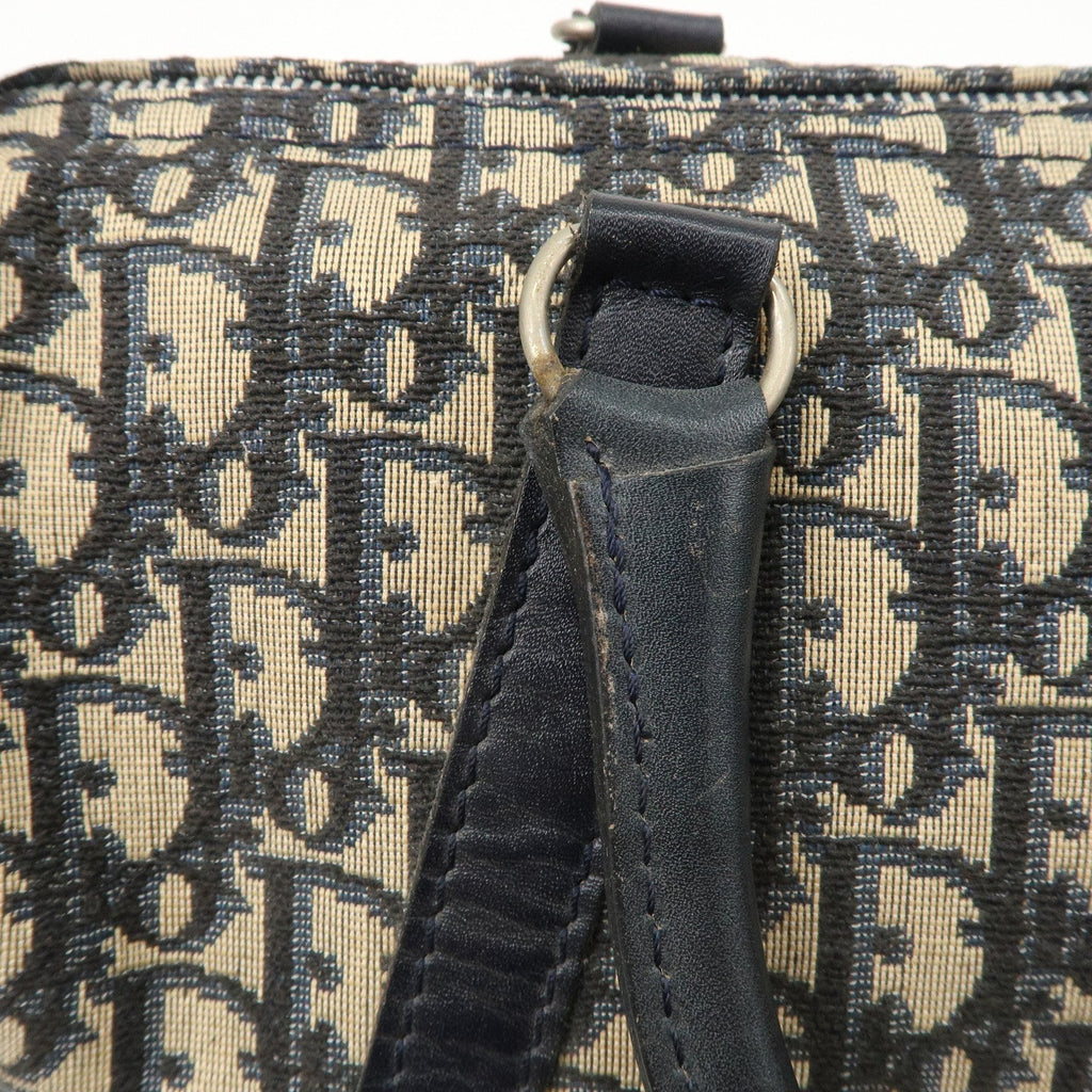 Christian Dior Trotter Canvas Leather Boston Bag Navy