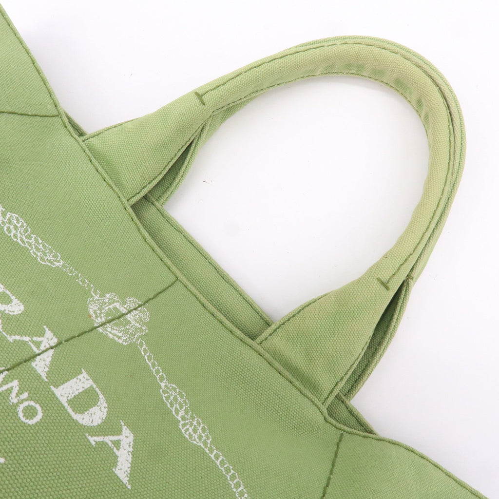 Prada Canapa Canvas Tote Bag Hand Bag Green B1877B