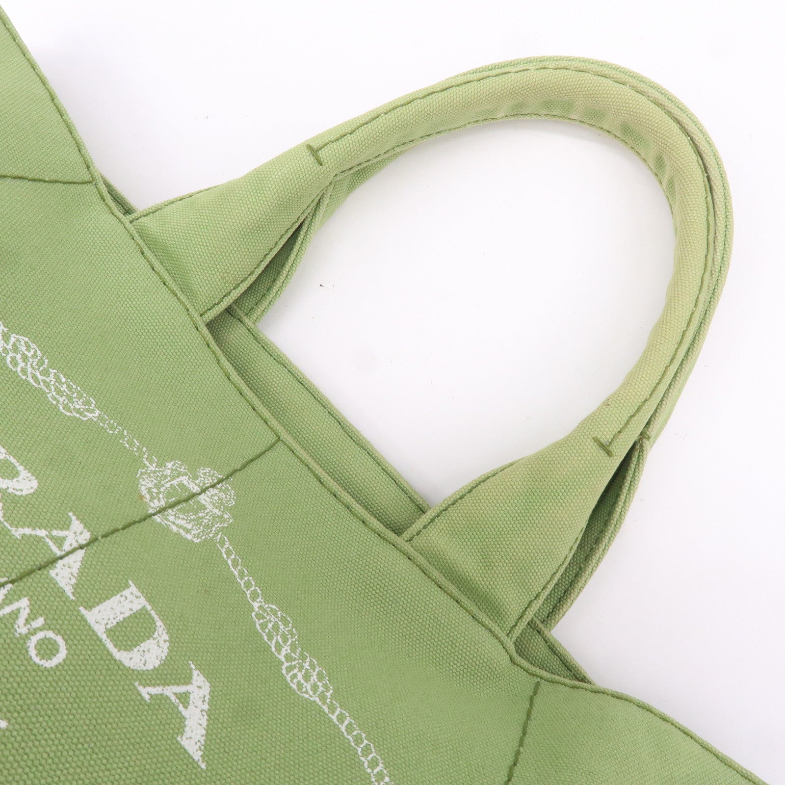 Prada Canapa Canvas Tote Bag Hand Bag Green B1877B