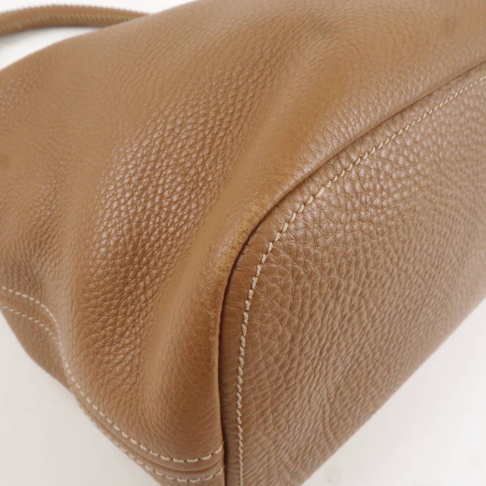 Prada Logo Leather One Shoulder Bag Brown BR4829