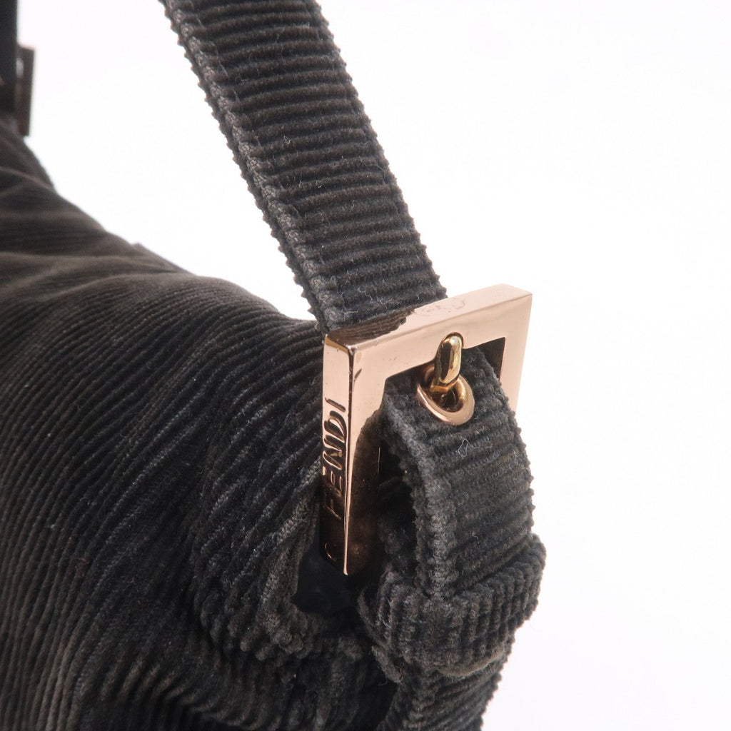 FENDI Corduroy Shoulder Bag Hand Bag Black