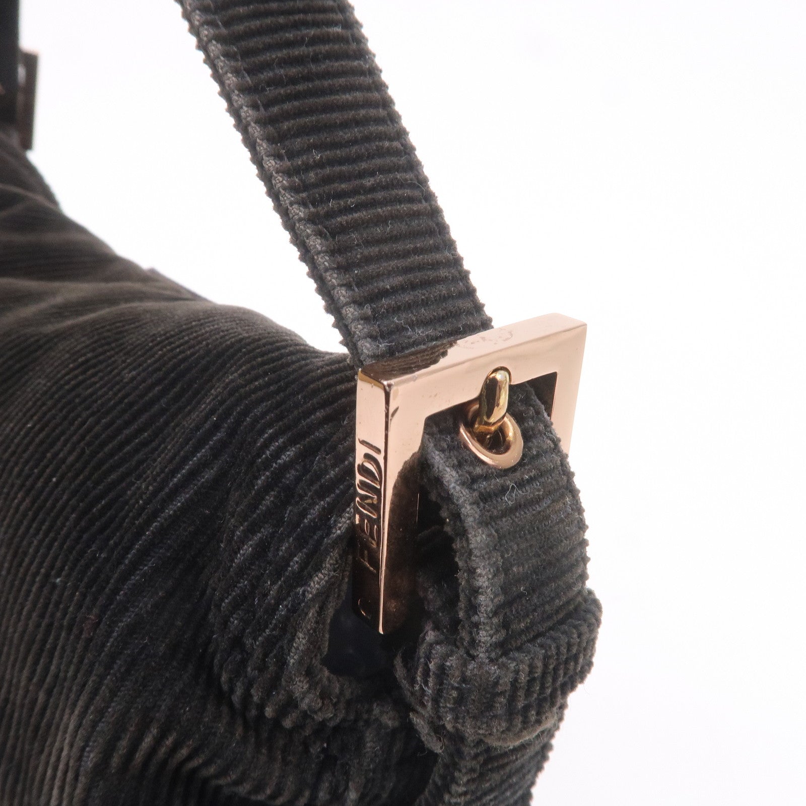 FENDI Corduroy Shoulder Bag Hand Bag Black