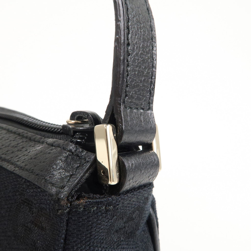 GUCCI Abbey GG Canvas Leather Hand Bag Pouch Black 145750