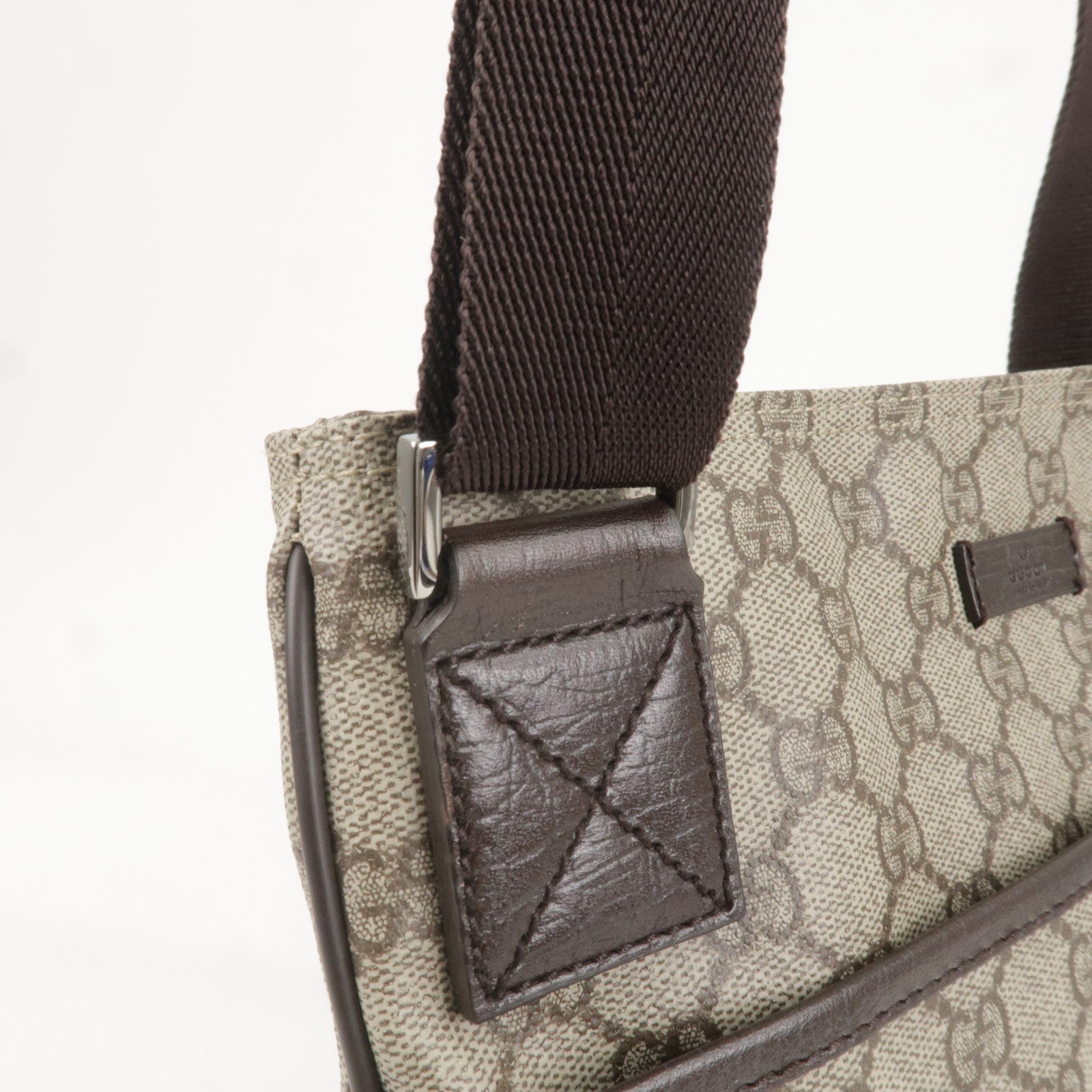 GUCCI GG Supreme Leather Shoulder Bag Beige Brown 141626