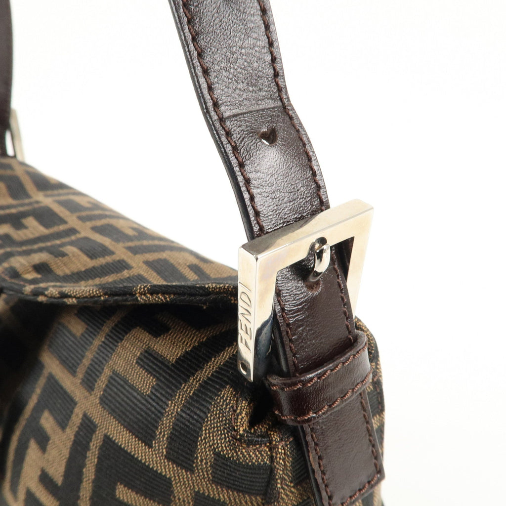FENDI Zucca Canvas Leather Shoulder Bag Brown 222826