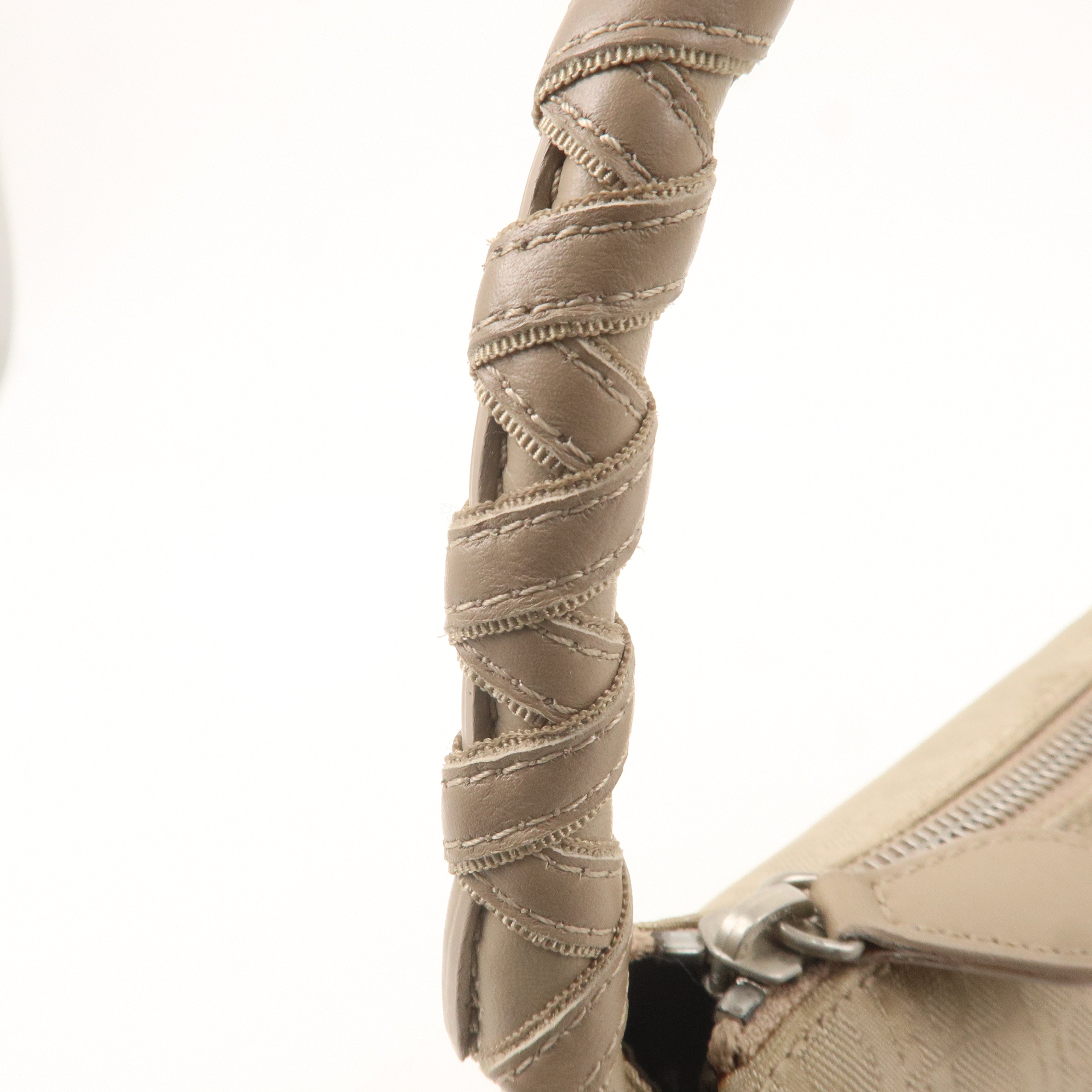 Christian Dior Trotter Nylon Leather Shoulder Bag Beige