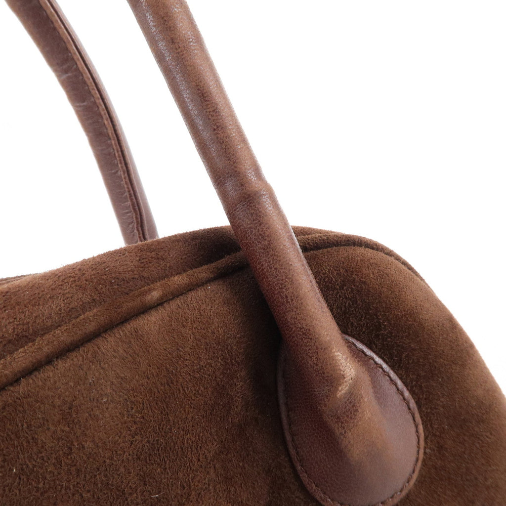 Christian Dior Cannage Suede Leather Hand Bag Brown