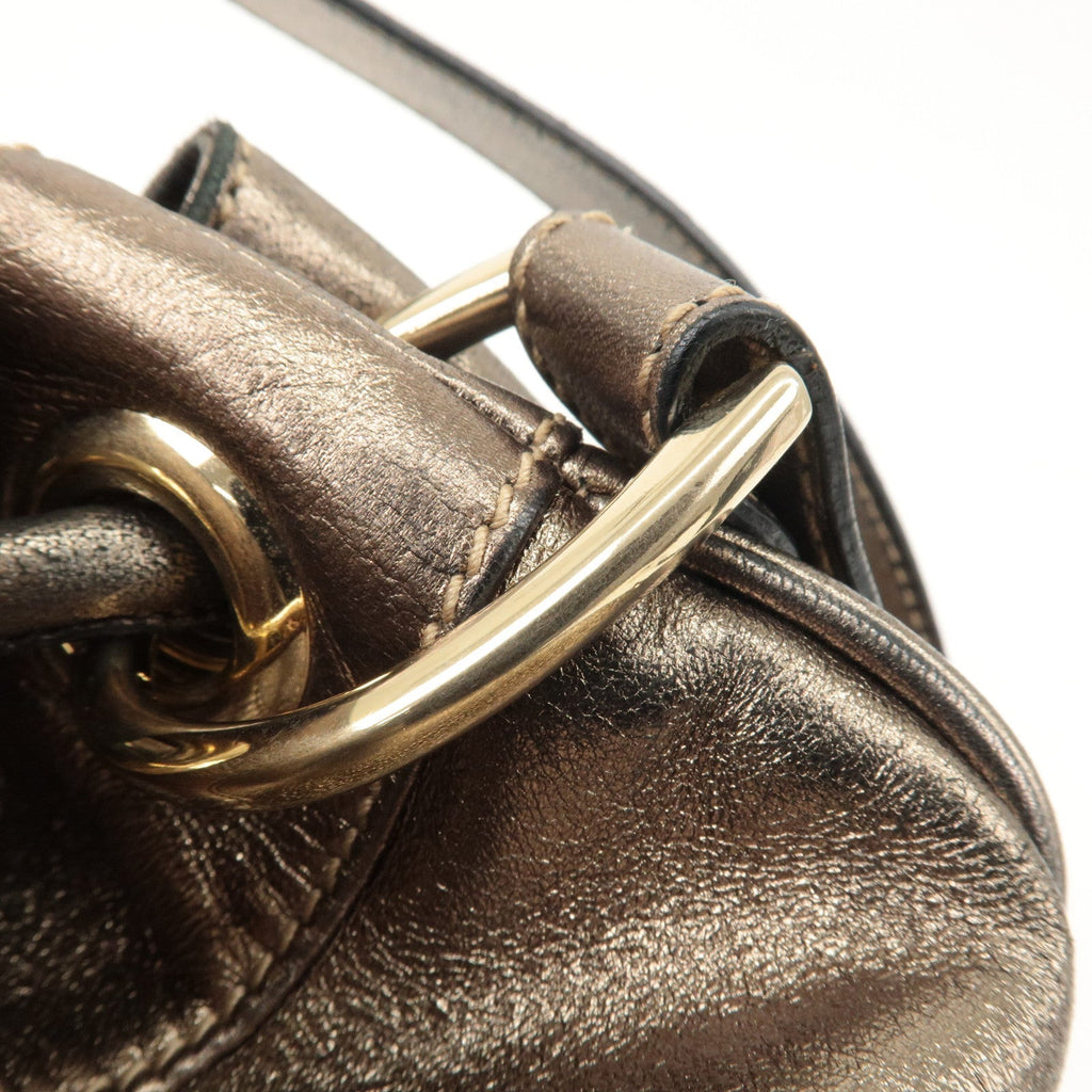 GUCCI Leather Shoulder Bag Hand Bag Bronze 272374