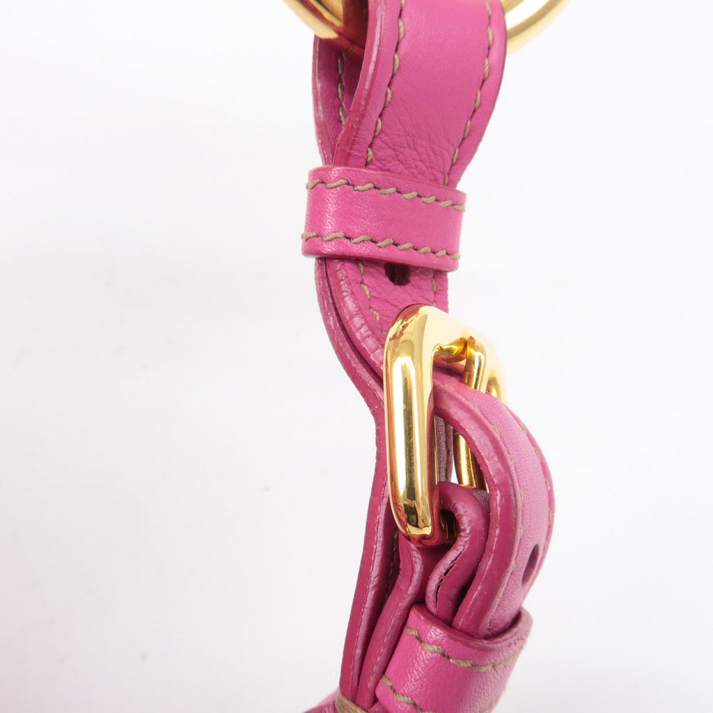 Prada Leather Shoulder Bag Hand Bag Pink Gold BR3795