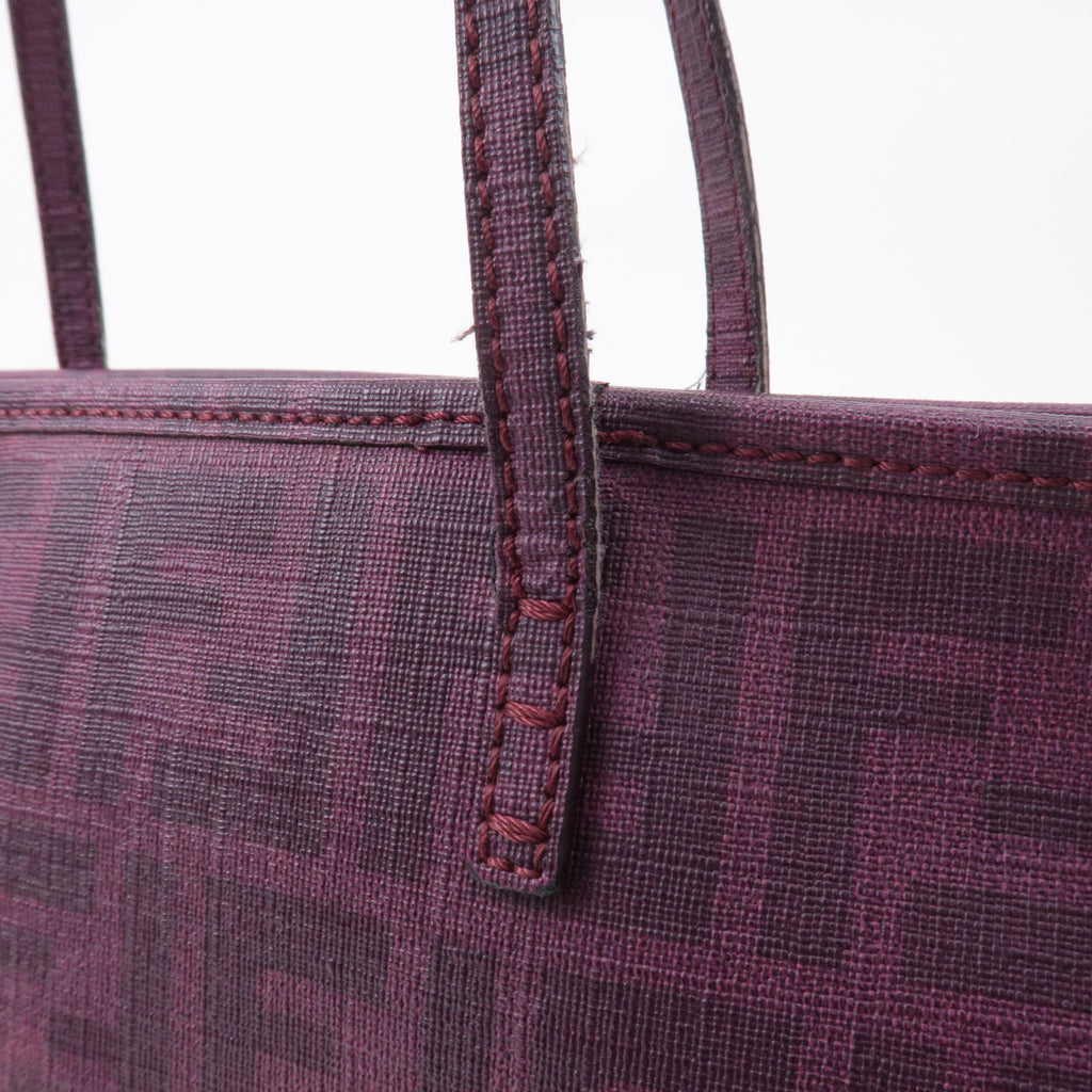FENDI Zucca Logo Print PVC Leather Tote Bag Purple 8BH198
