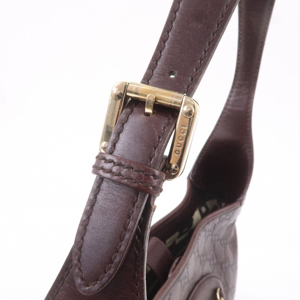 GUCCI Guccissima Leather Shoulder Bag Hand Bag Dark Brown 145778