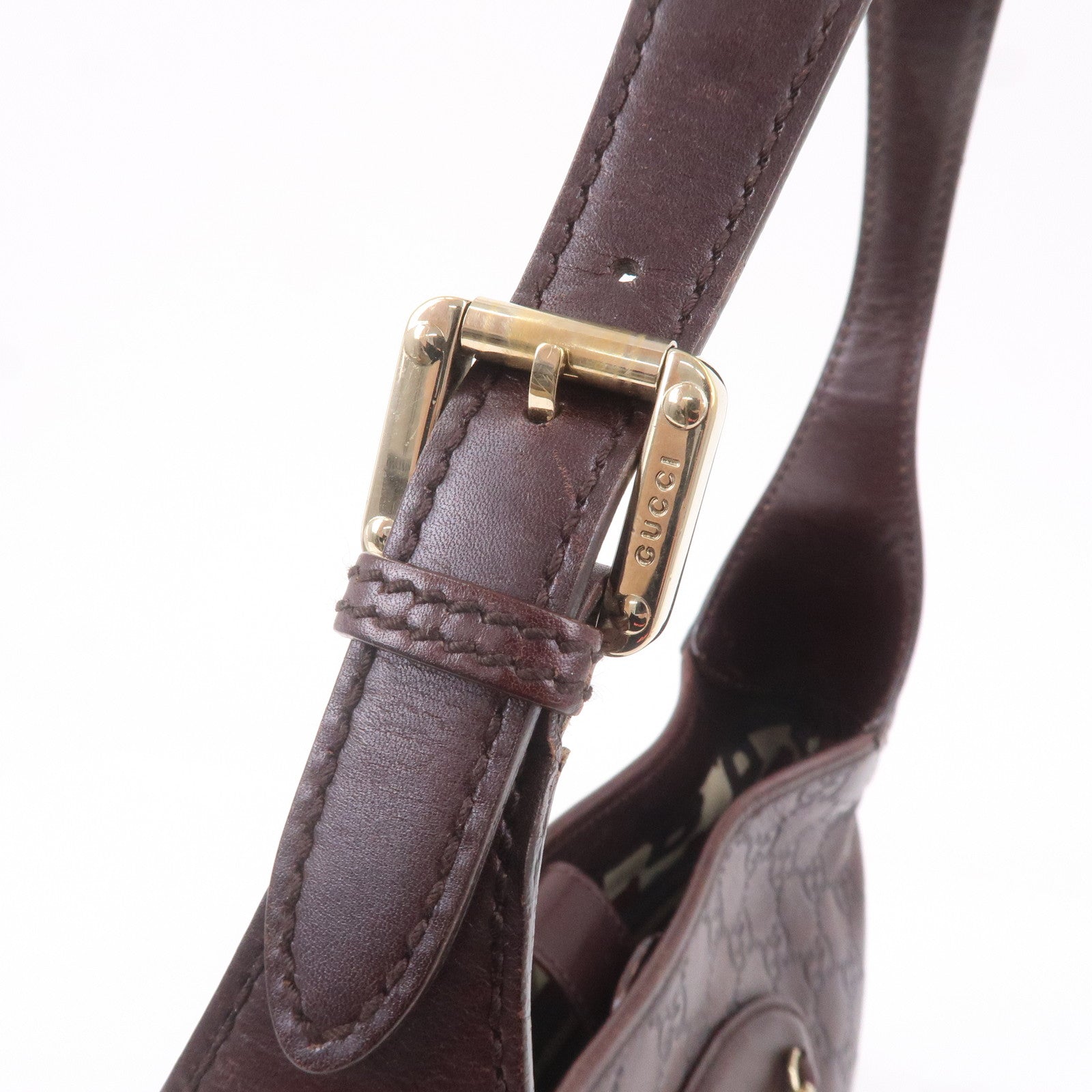 GUCCI Guccissima Leather Shoulder Bag Hand Bag Dark Brown 145778