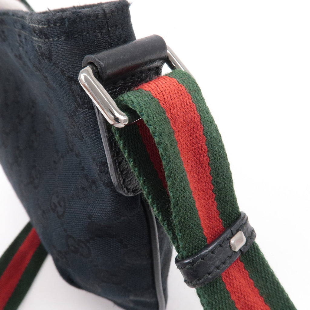 GUCCI Sherry GG Canvas Leather Shoulder Bag Black 189749