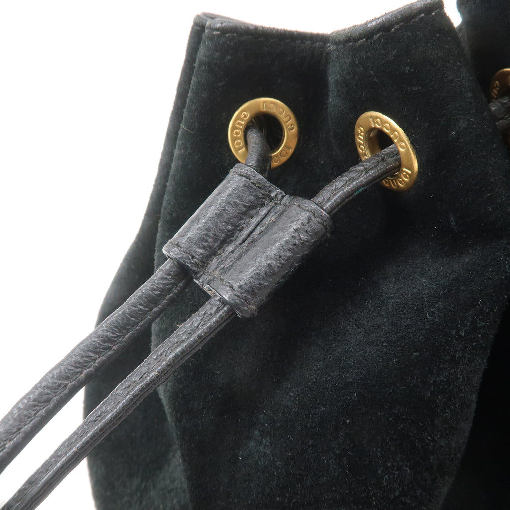 Gucci Bamboo Suede Leather Black 2WAY Bag 001.3754.1657