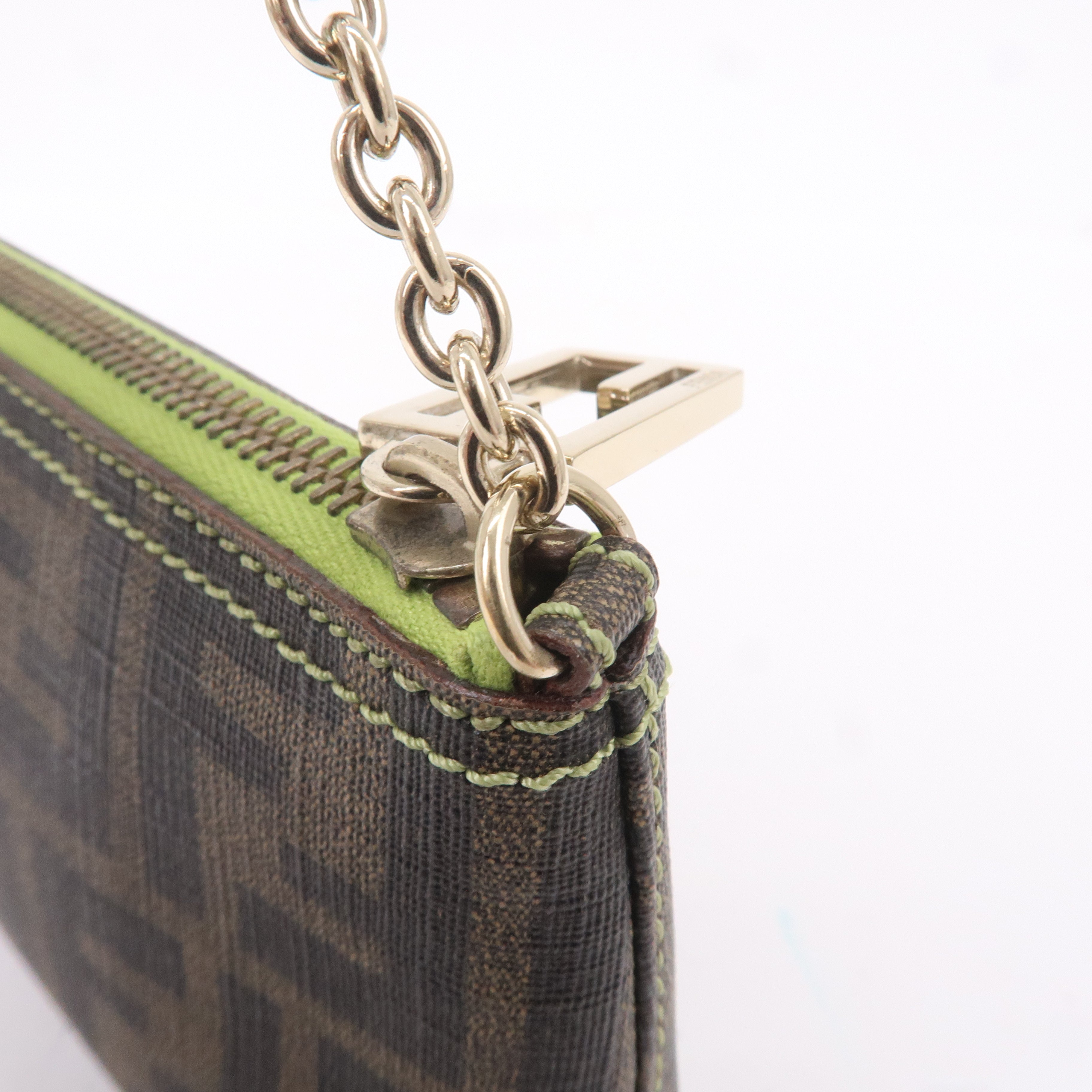 FENDI Zucca Print PVC Accessory Pouch Bag Khaki Green 8BR592