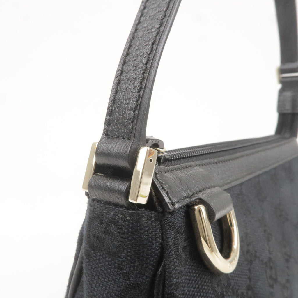 GUCCI Abbey GG Canvas Leather Hand Bag Pouch Black 645093