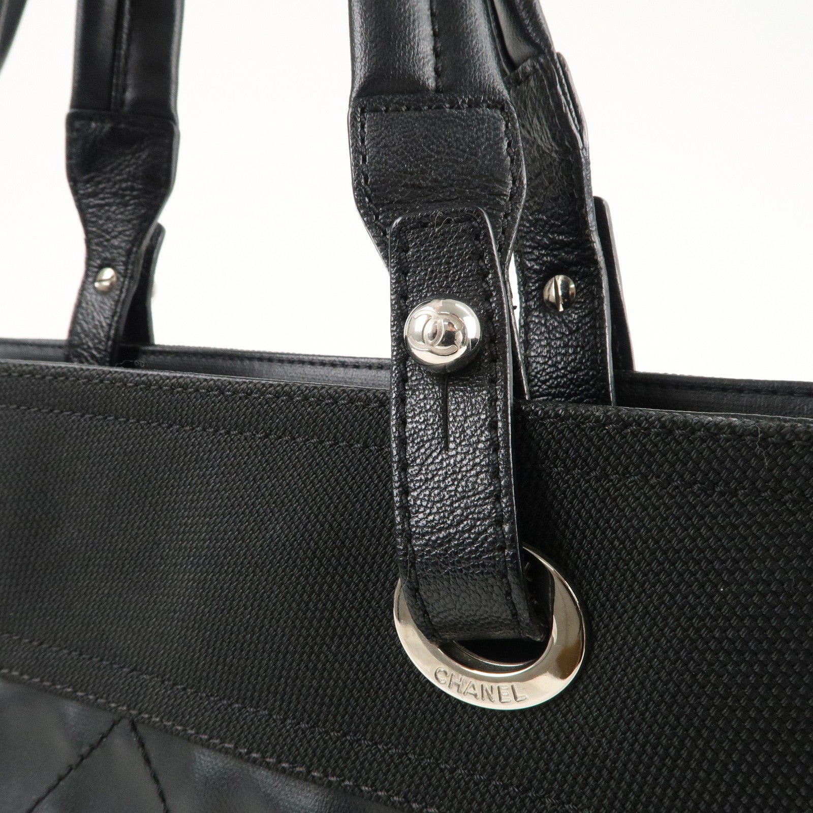CHANEL Paris Biarritz MM Coated Canvas Leather Tote Bag A34209
