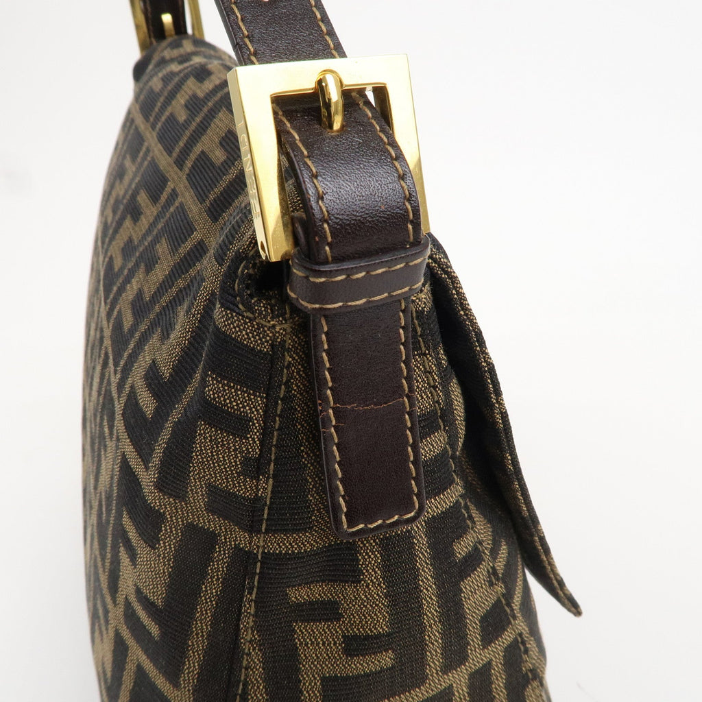 FENDI Mamma Baguette Zucca Canvas Leather Shoulder Bag 26325