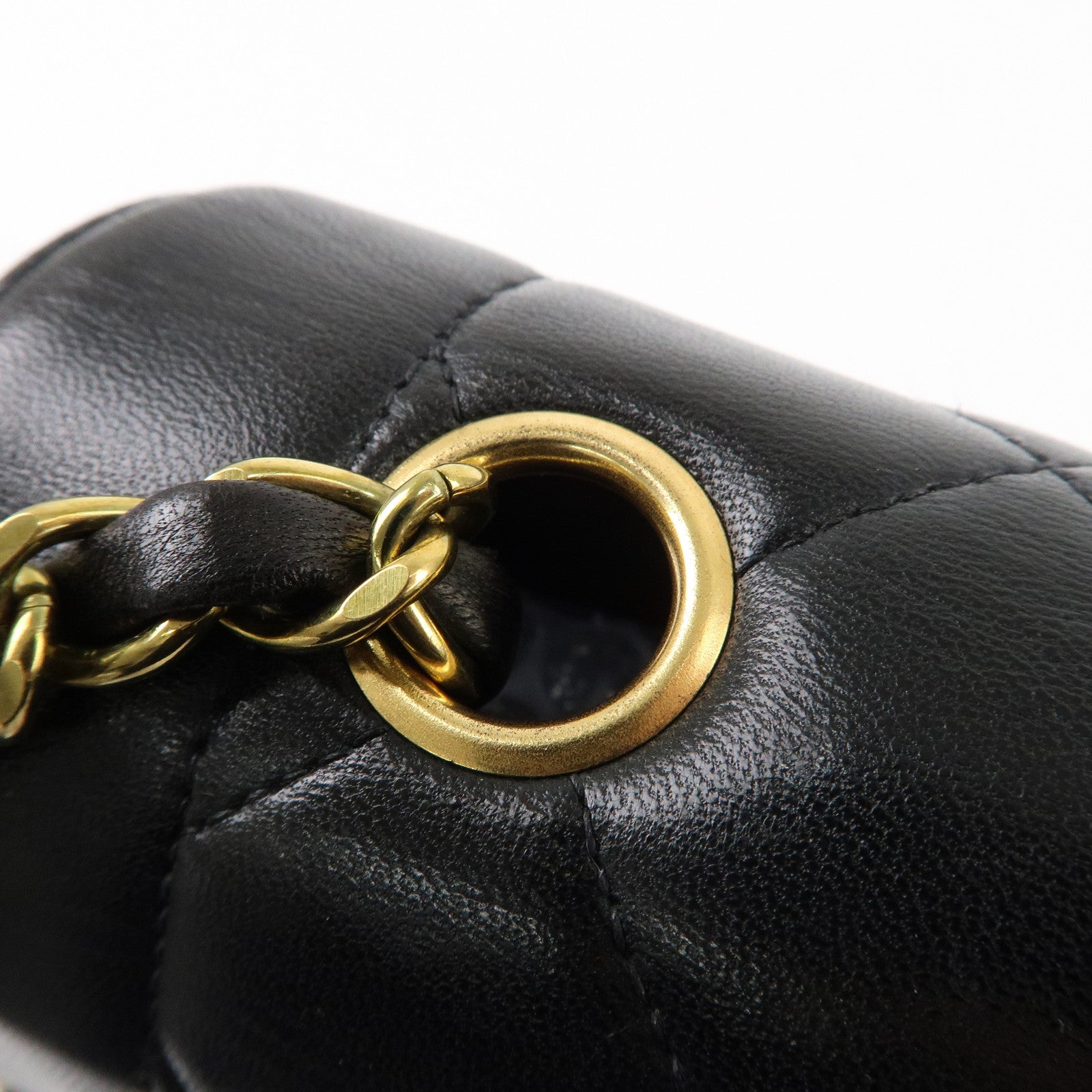 CHANEL Matelasse Lambskin Diana Chain Shoulder Bag Black A01165
