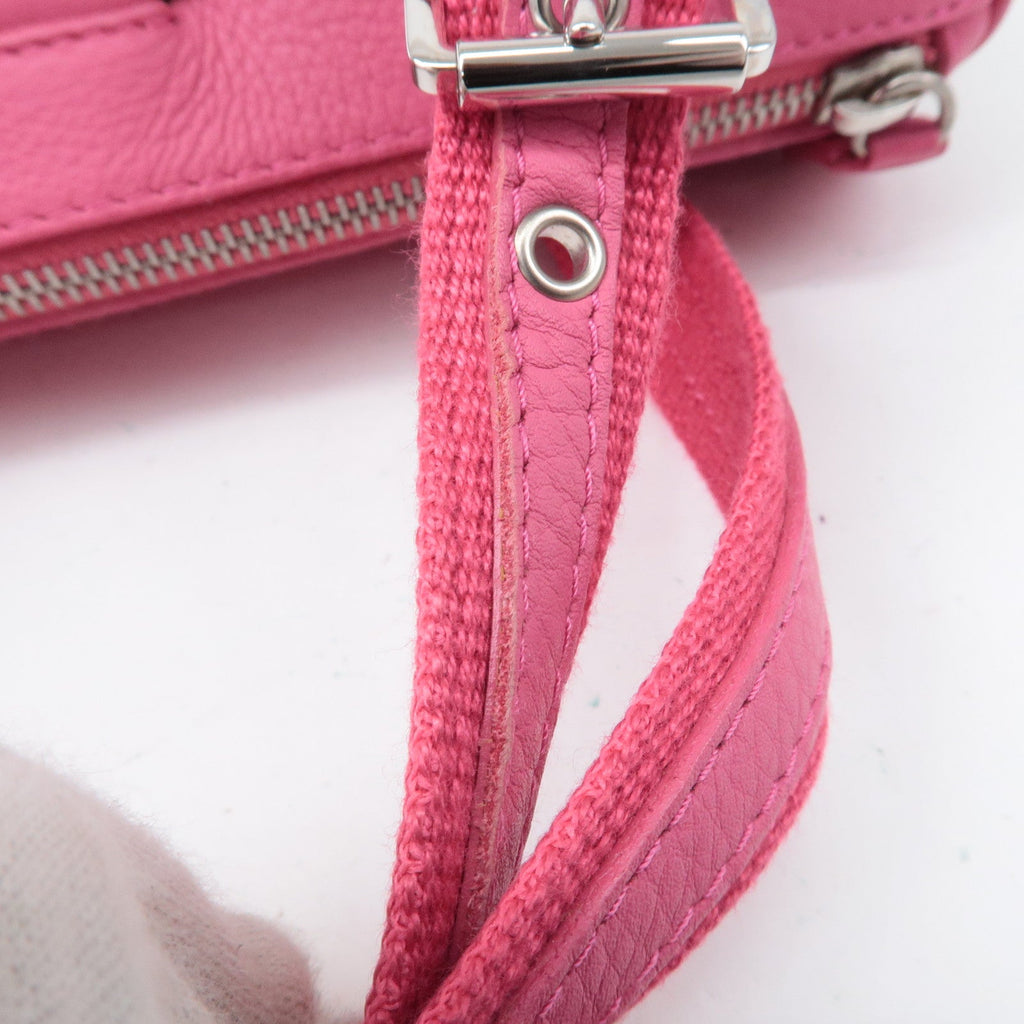 Christian Dior Trotter Canvas Leather Boston Bag Beige Pink
