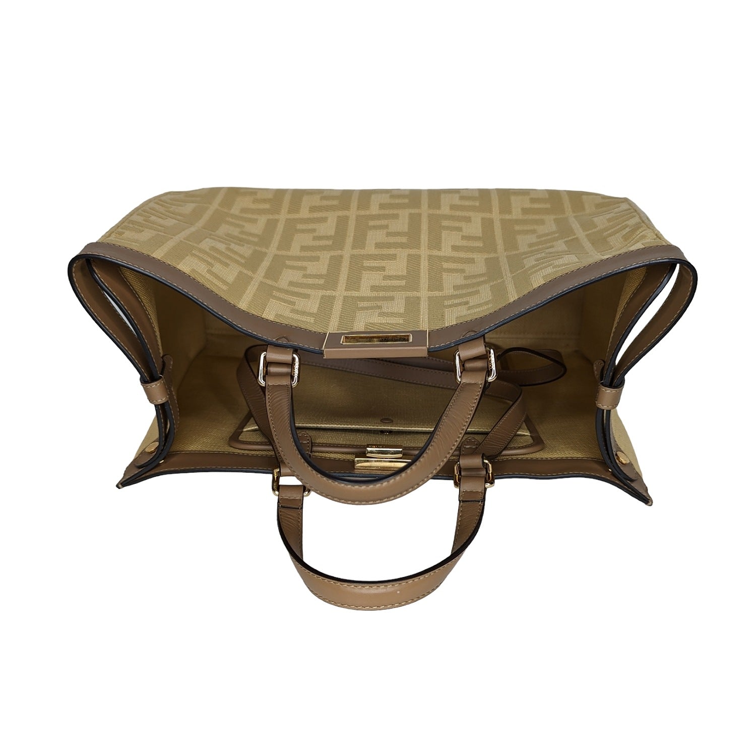 Fendi Medium FF Beige Canvas Peekaboo X-Tote
