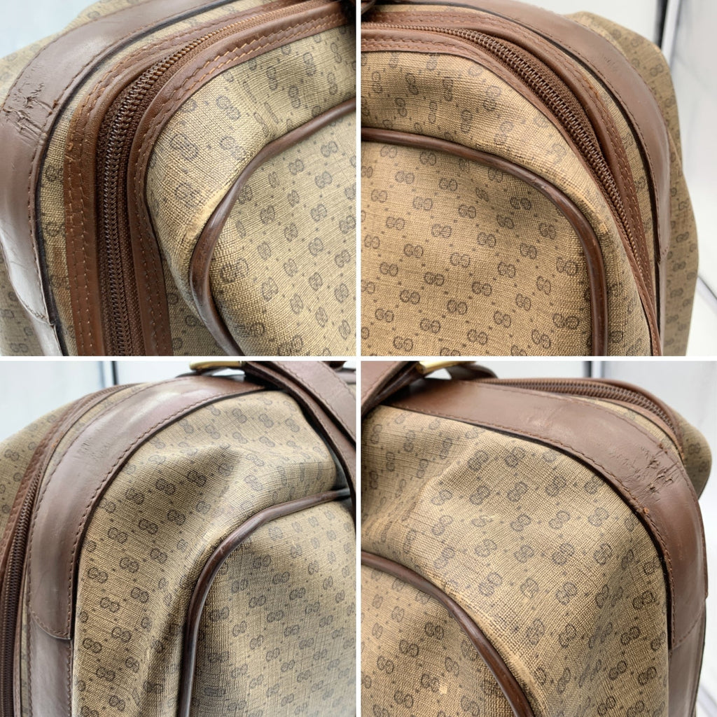Gucci Vintage Beige Monogram Canvas Suitcase Travel Bag