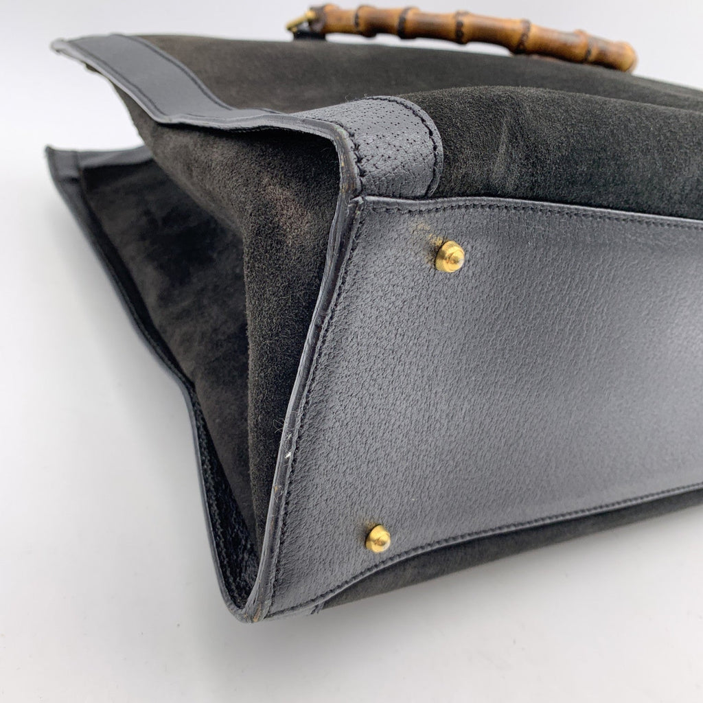 Gucci Vintage Black Suede Leather Princess Diana Maxi XL Tote Bag