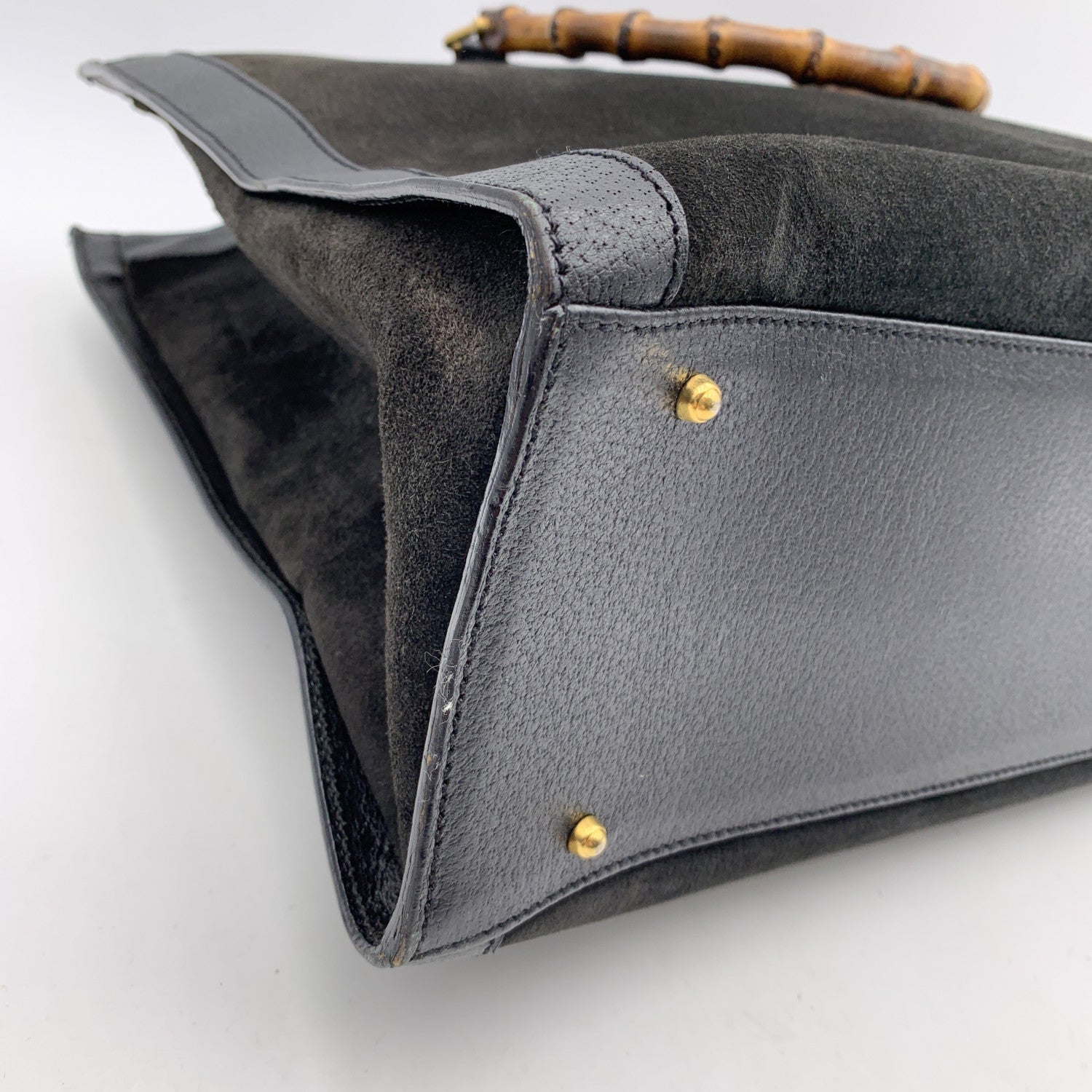 Gucci Vintage Black Suede Leather Princess Diana Maxi XL Tote Bag