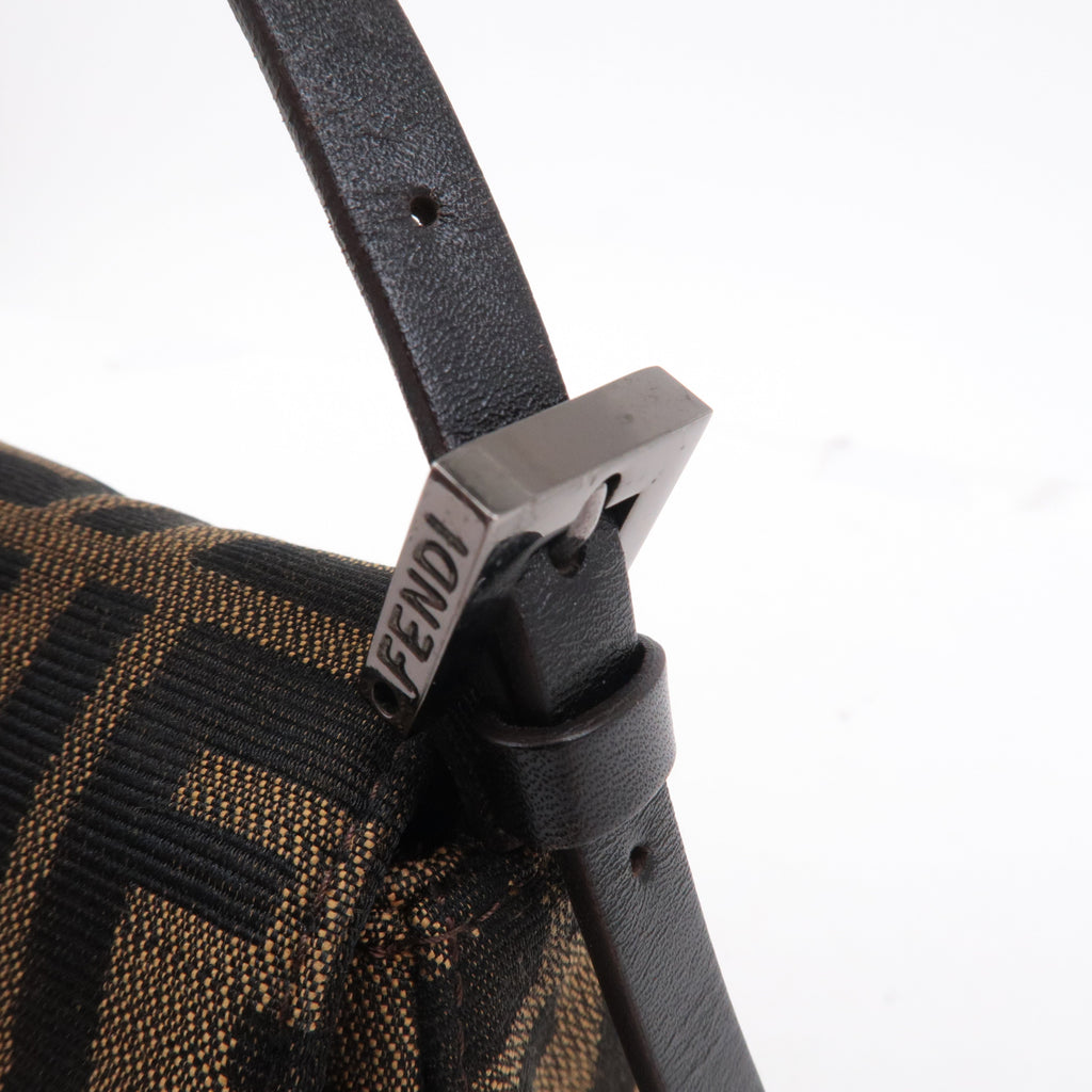 FENDI Mamma Baguette Zucca Canvas Leather Bag Brown 8BR181
