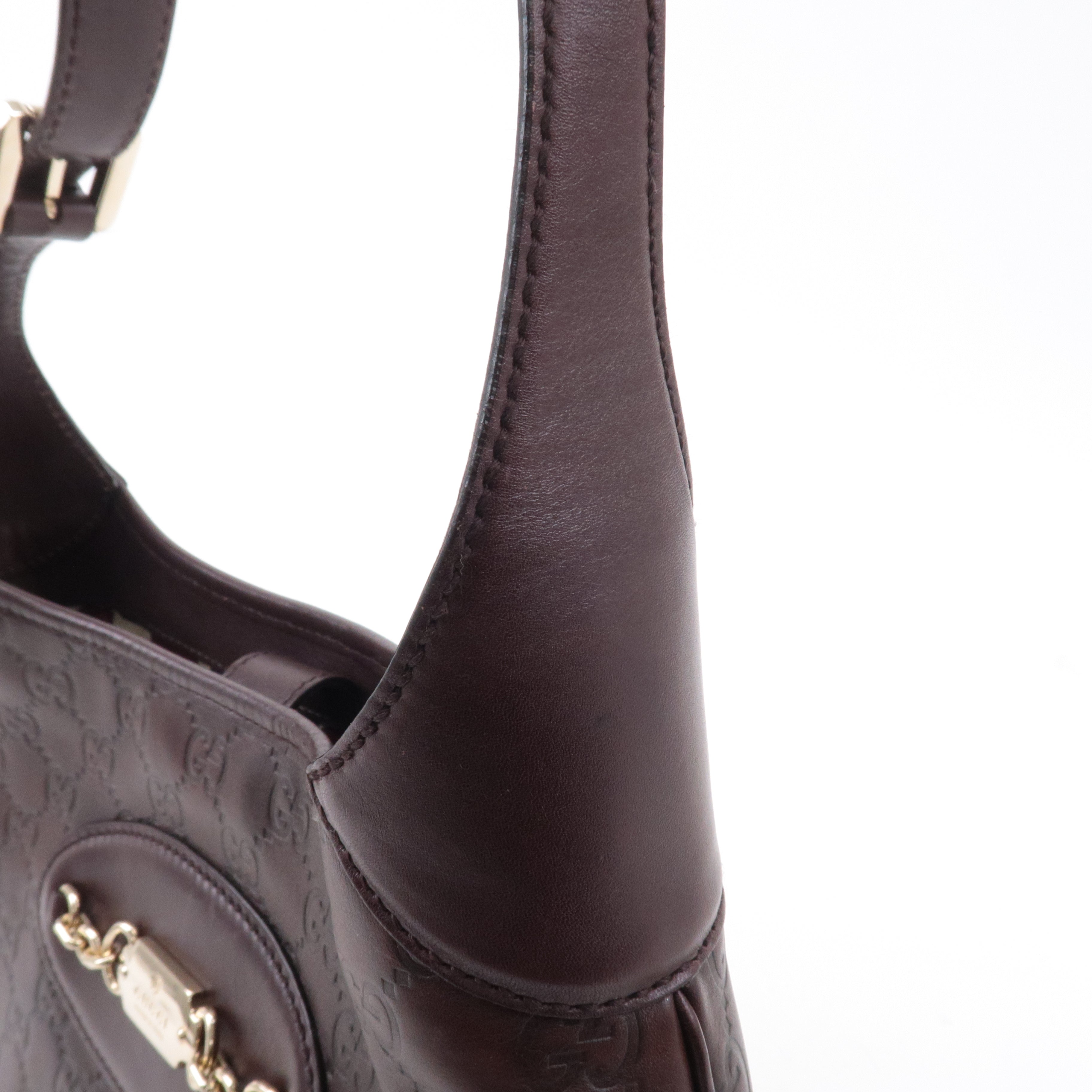 GUCCI Guccissima Leather Shoulder Bag Hand Bag Brown 145778