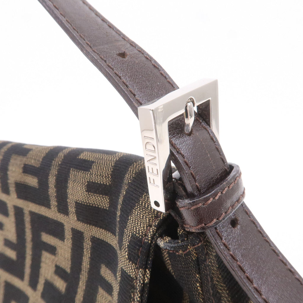 FENDI Mamma Baguette Zucca Canvas Leather Shoulder Bag 26325