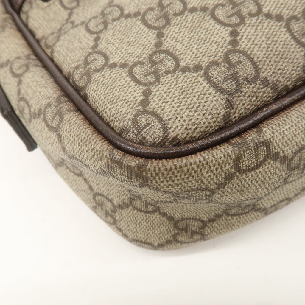 GUCCI GG Supreme Leather Shoulder Bag Beige Brown 114291