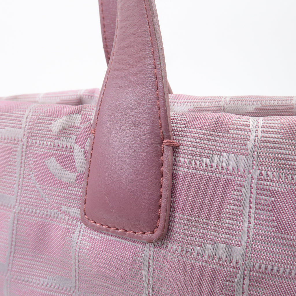 CHANEL New Travel Line Nylon Jacquard Leather Tote Bag MM A15991
