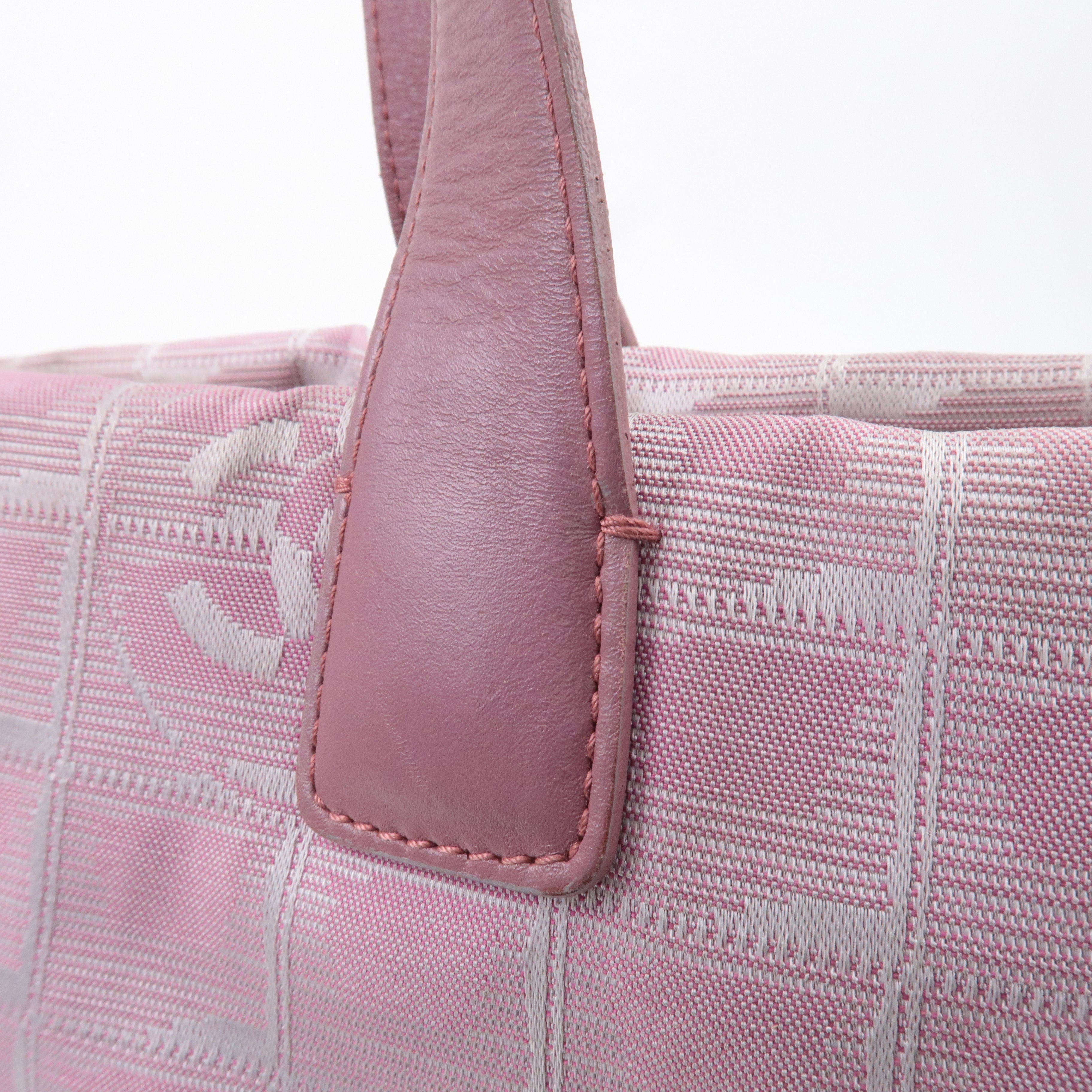 CHANEL New Travel Line Nylon Jacquard Leather Tote Bag MM A15991