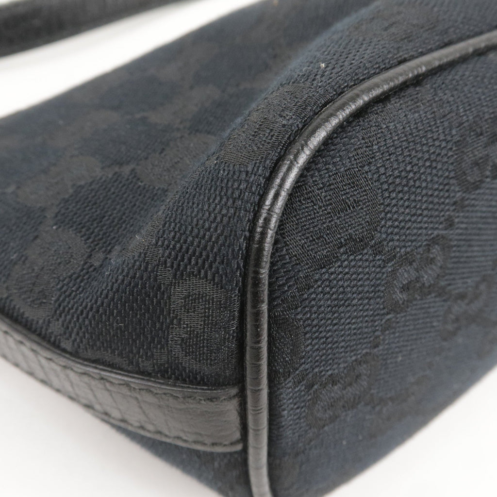GUCCI Sherry GG Canvas Leather Hand Bag Purse Pouch Black 141809