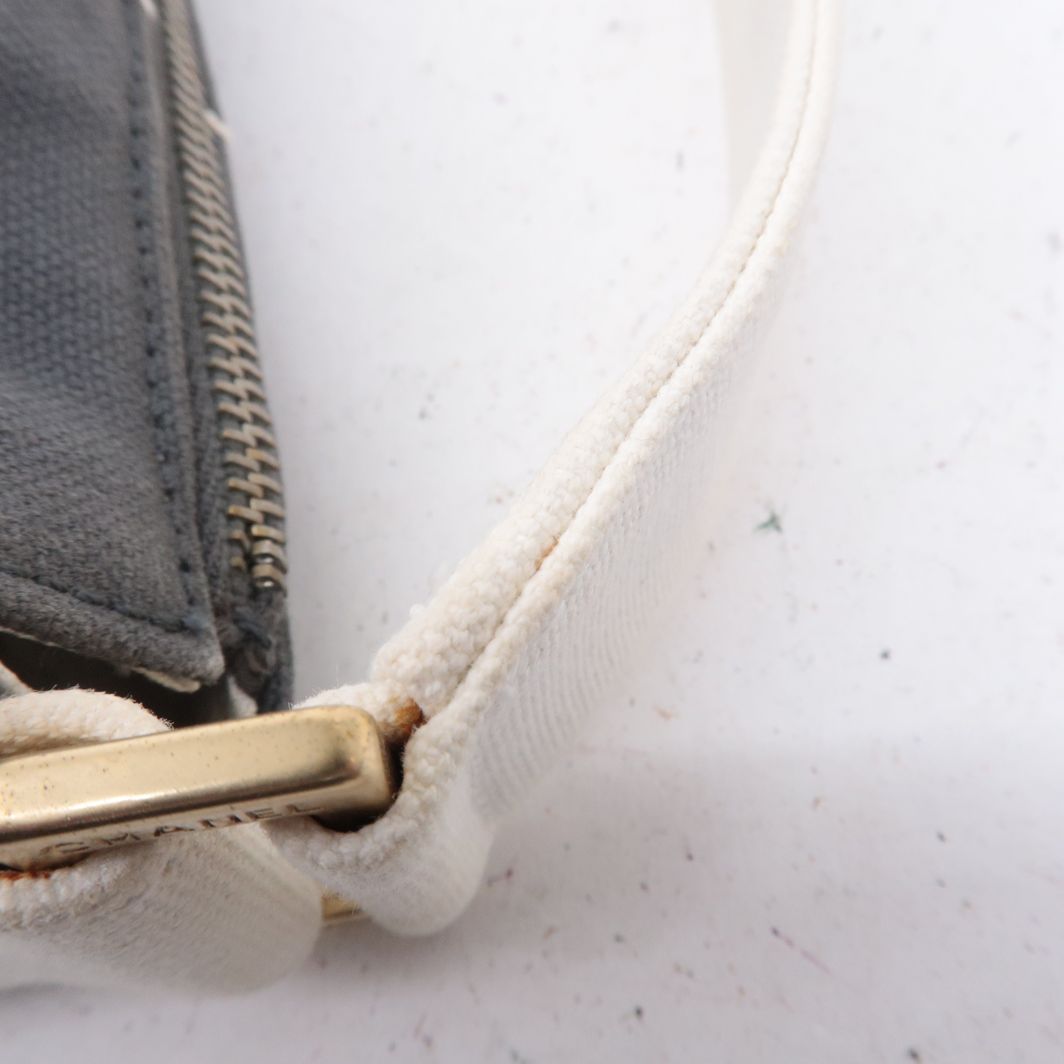 CHANEL Chocolate Bar Wild Stitch Canvas Hand Bag Gray