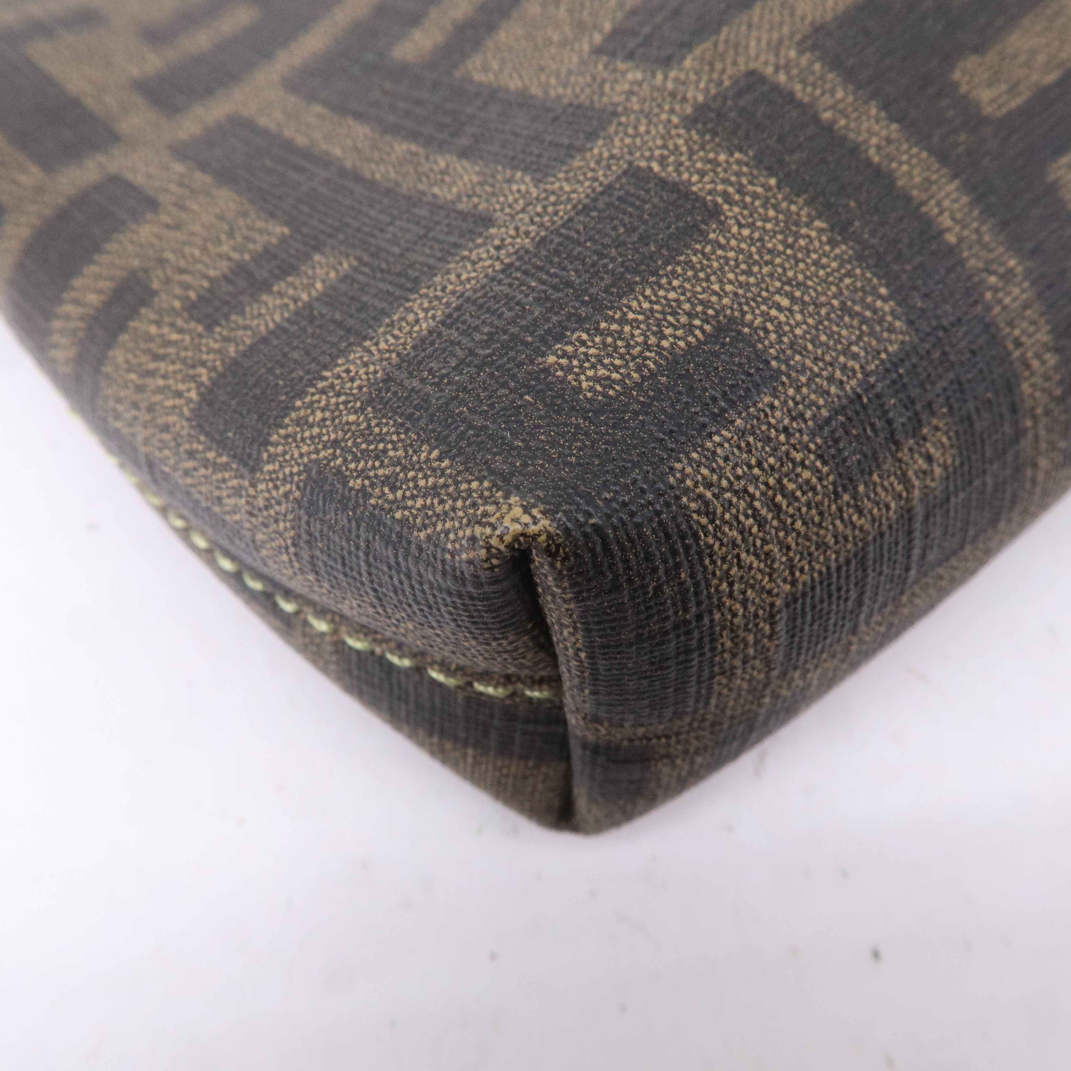 FENDI Zucca Print PVC Accessory Pouch Bag Khaki Green 8BR592