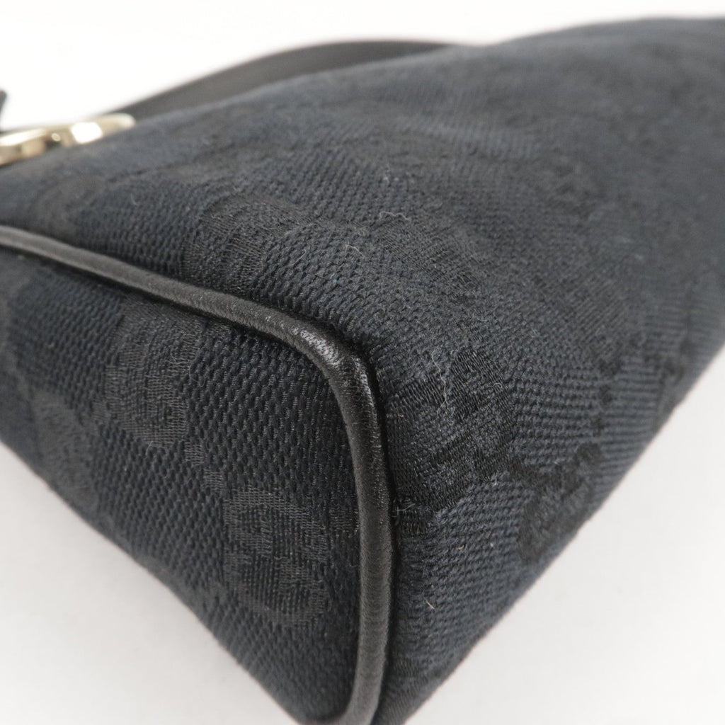 GUCCI Abbey GG Canvas Leather Hand Bag Pouch Black 645093