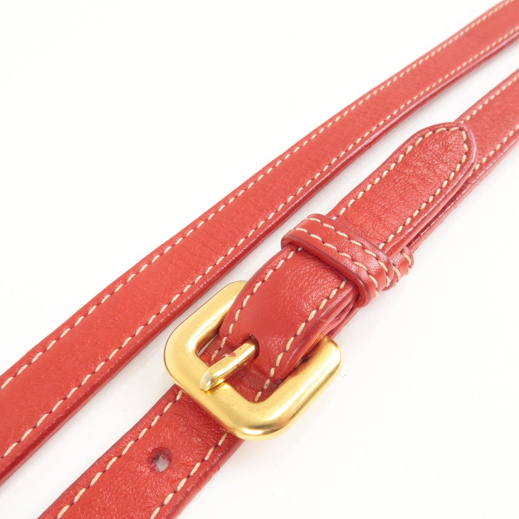 Prada Logo Jacquard Canvas Leather 2Way Shoulder Bag Beige Red